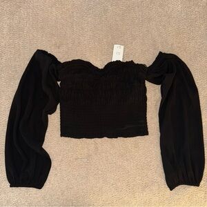 Abercrombie Off-The-Shoulder Smocked Puff Sleeve Top